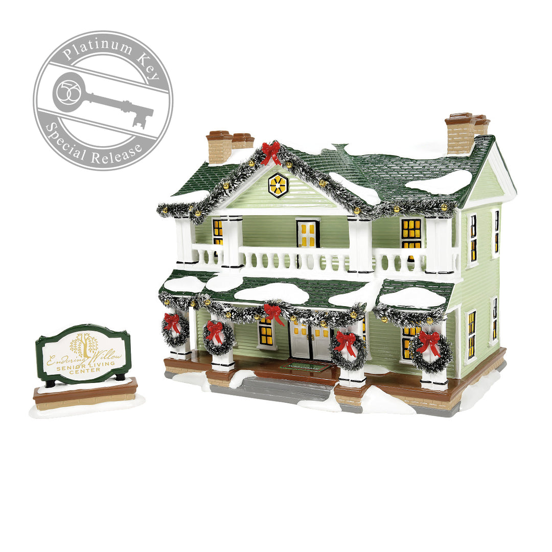 Department 56 Original Snow Village: Enduring Willow Senior Center, Set of 2 - FIRST EDITION sparkle-castle