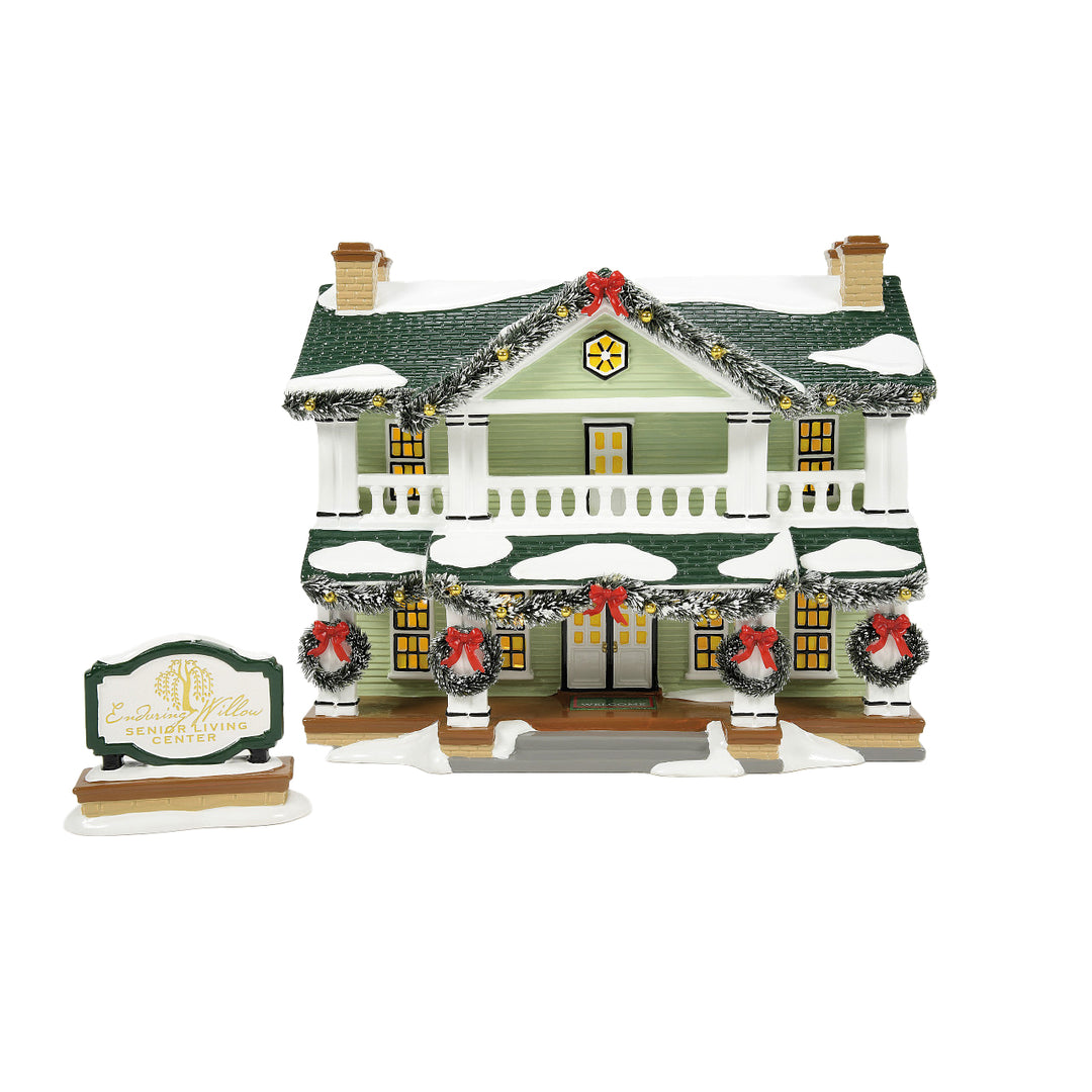 Department 56 Original Snow Village: Enduring Willow Senior Center, Set of 2 sparkle-castle