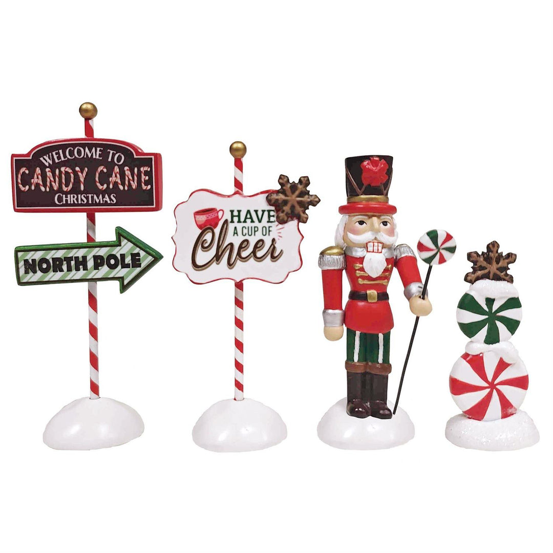 Department 56 Cross Product Village Accessory: Peppermint Panache, Set of 4 sparkle-castle