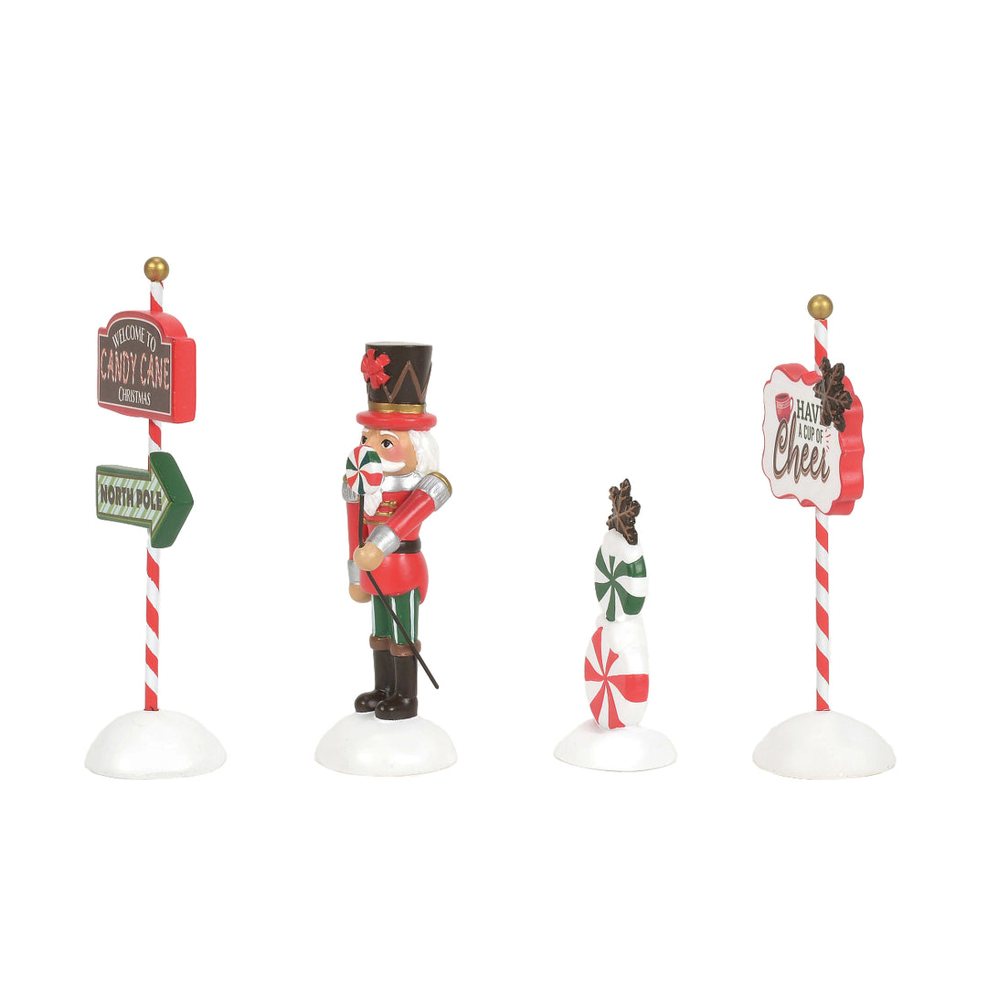 Department 56 Cross Product Village Accessory: Peppermint Panache, Set of 4 sparkle-castle