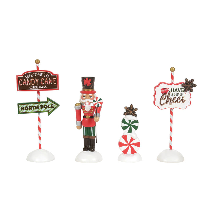 Department 56 Cross Product Village Accessory: Peppermint Panache, Set of 4 sparkle-castle