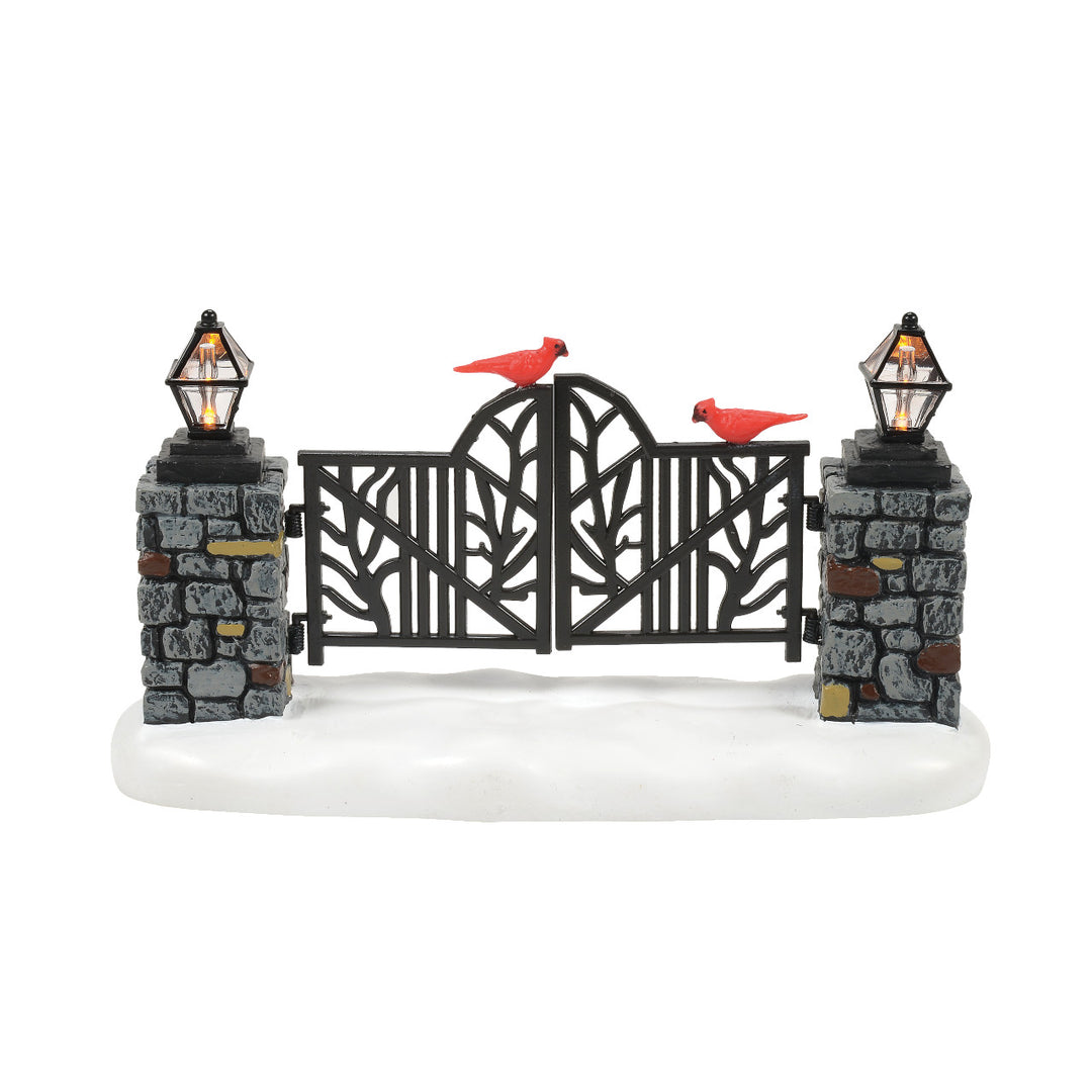 Department 56 Cross Product Accessory: Cardinal LIT Christmas Gate sparkle-castle