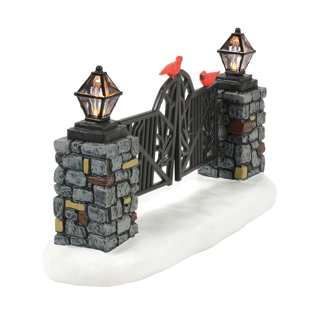 Department 56 Cross Product Accessory: Cardinal LIT Christmas Gate sparkle-castle