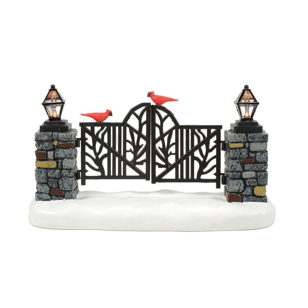 Department 56 Cross Product Accessory: Cardinal LIT Christmas Gate sparkle-castle