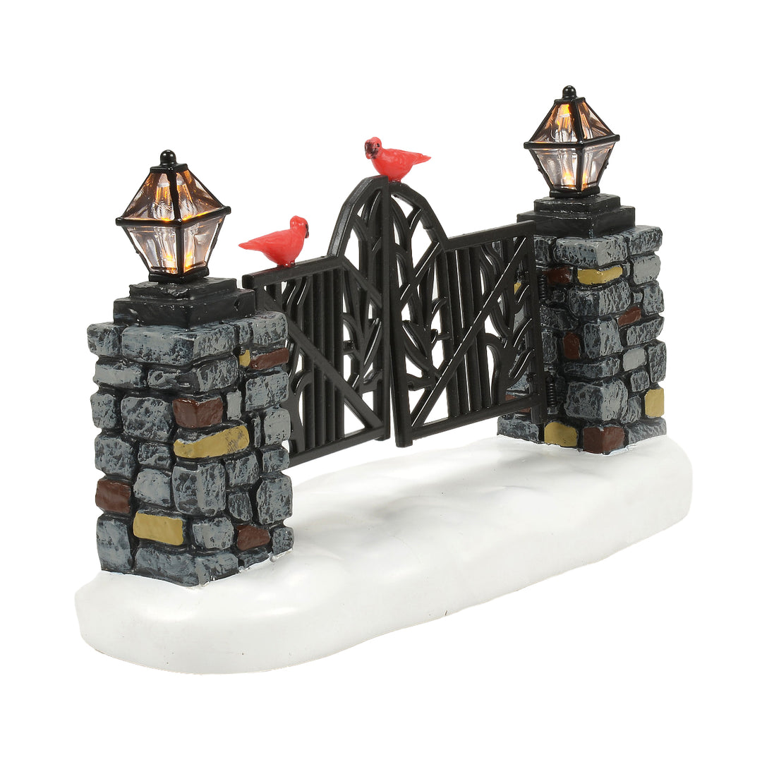 Department 56 Cross Product Accessory: Cardinal LIT Christmas Gate sparkle-castle