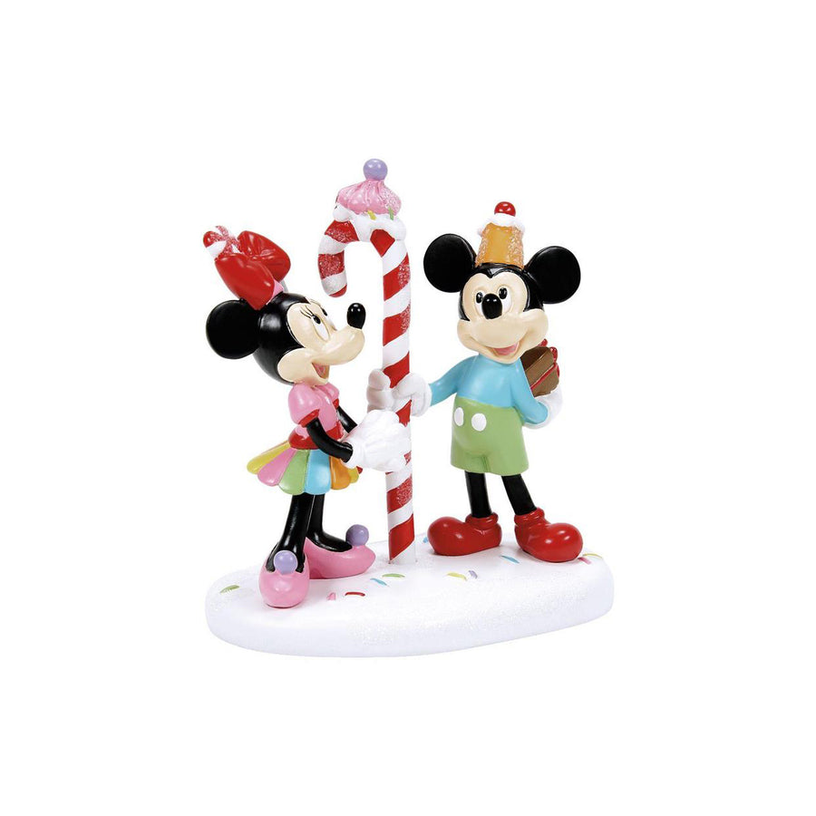 Department 56 Disney Snow Village Accessory: Mickey & Minnie Share A Treat sparkle-castle