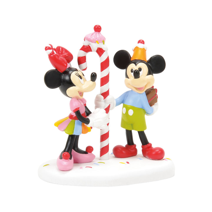 Department 56 Disney Snow Village Accessory: Mickey & Minnie Share A Treat sparkle-castle