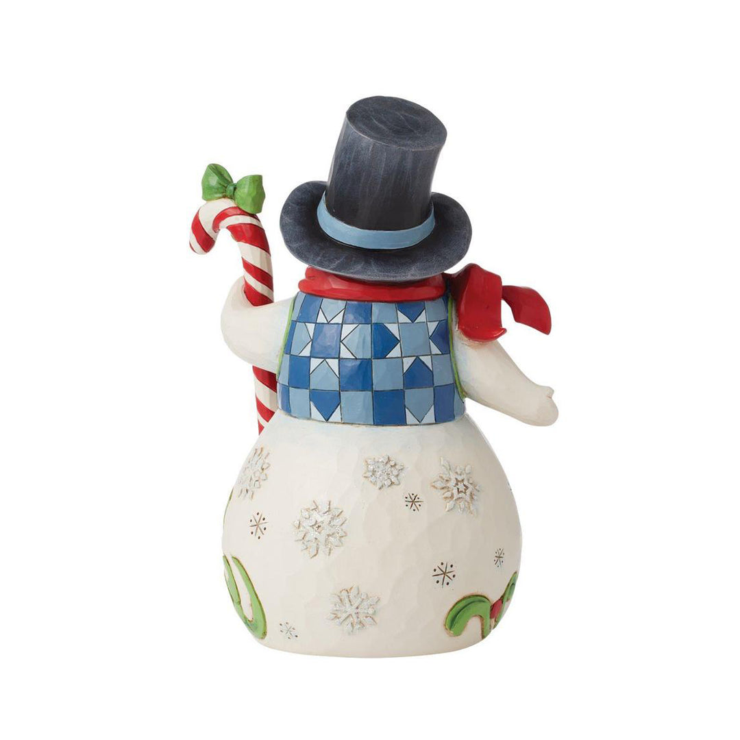 Jim Shore Heartwood Creek: Snowman With Tall Candy Cane Figurine sparkle-castle
