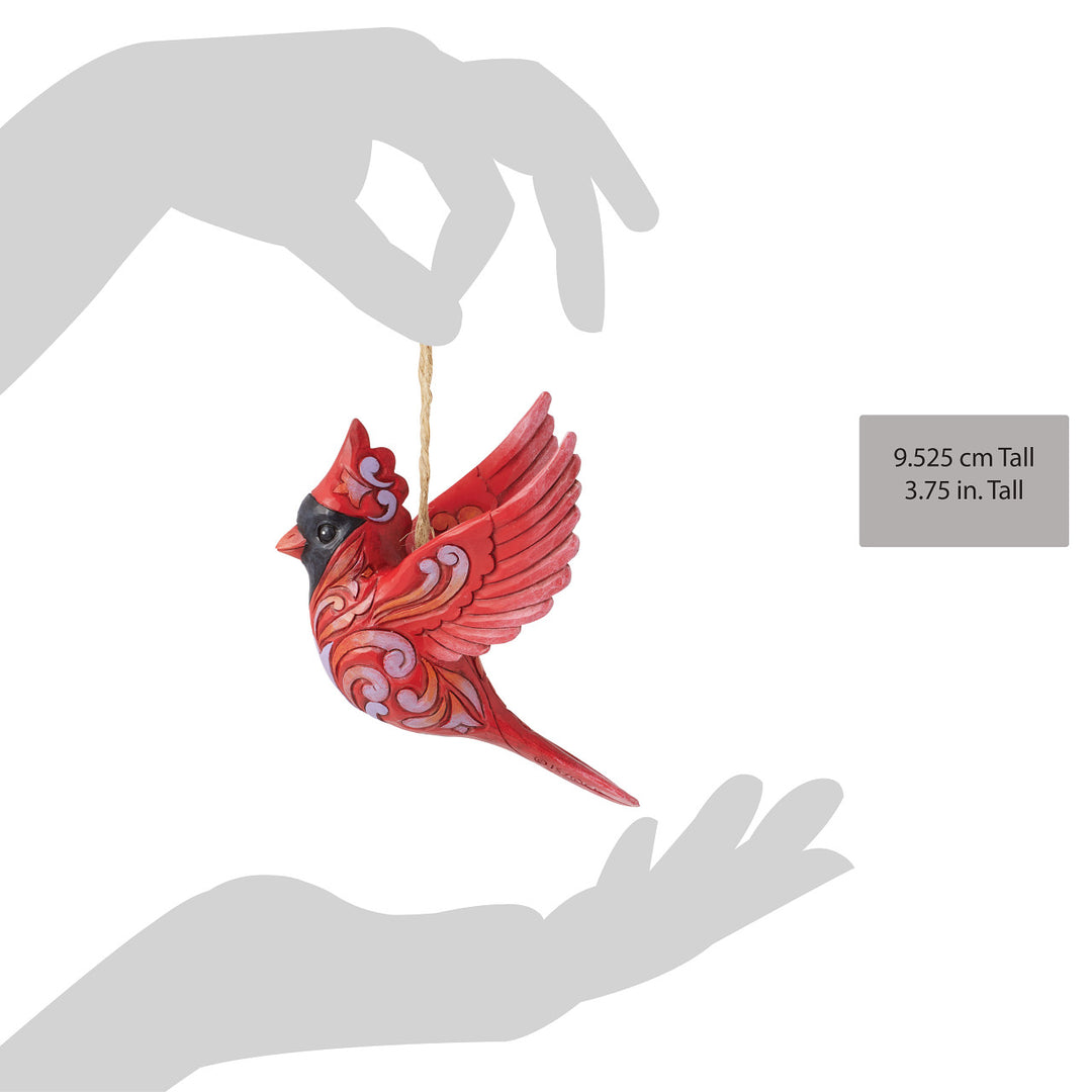Jim Shore Heartwood Creek: Caring Cardinal In Flight Hanging Ornament sparkle-castle
