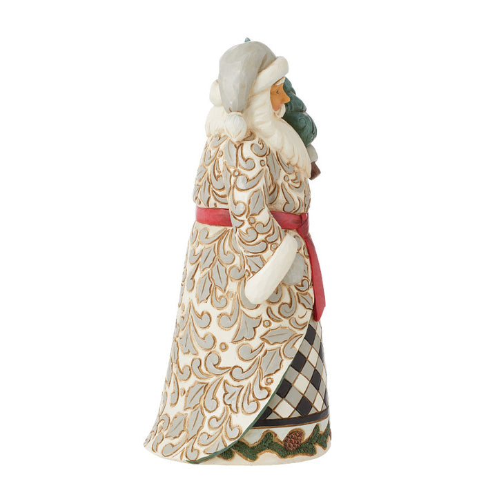 Jim Shore Heartwood Creek: Santa In Black & White Plaid Coat Figurine sparkle-castle