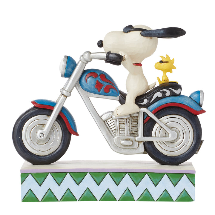 Jim Shore Peanuts: Snoopy & Woodstock Riding Motorcycle Figurine sparkle-castle