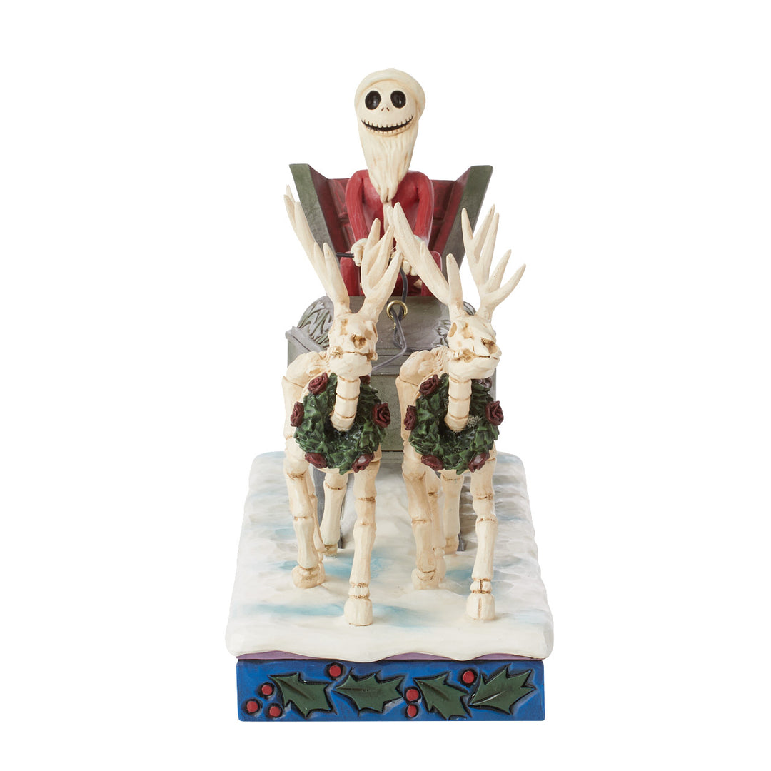 Jim Shore Disney Traditions: Jack In Sleigh With Skeleton Reindeer Figurine sparkle-castle