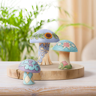 Jim Shore Heartwood Creek: Mushroom Figurines, Set of 3 sparkle-castle