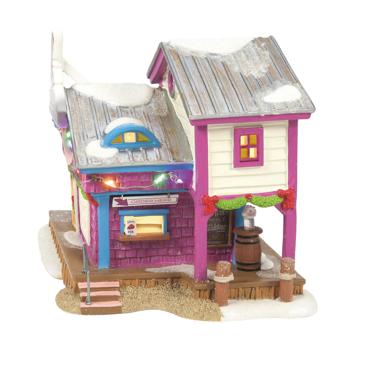 Department 56 Disney Snow Village: Daisy's Dockside Cafe sparkle-castle