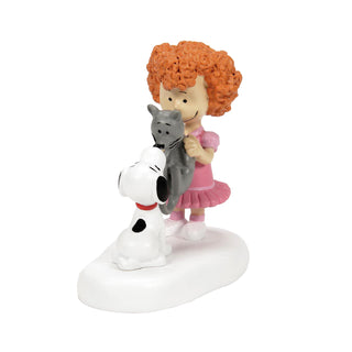 Department 56 Peanuts Village Accessory: Frieda & Faron Meet Snoopy sparkle-castle