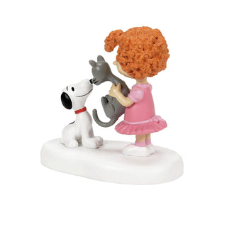 Department 56 Peanuts Village Accessory: Frieda & Faron Meet Snoopy sparkle-castle