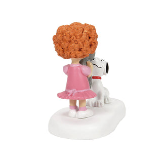 Department 56 Peanuts Village Accessory: Frieda & Faron Meet Snoopy sparkle-castle