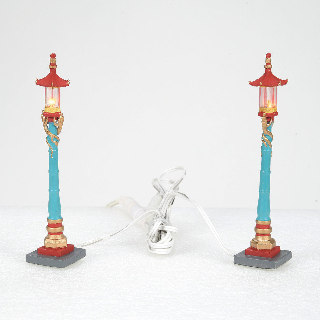 Department 56 Christmas in The City Village Accessory: Chinatown Lamp Posts, Set of 2 sparkle-castle