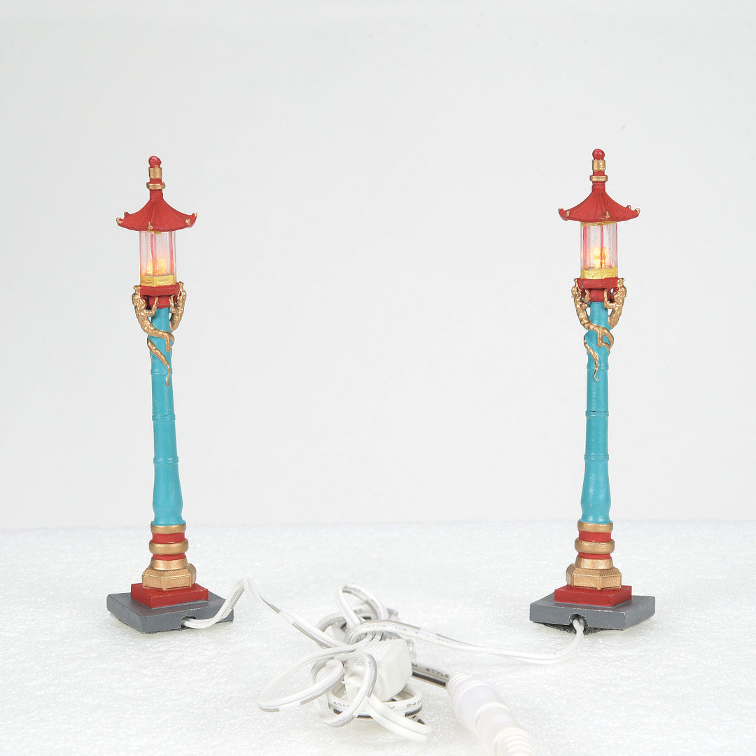 Department 56 Christmas in The City Village Accessory: Chinatown Lamp Posts, Set of 2 sparkle-castle