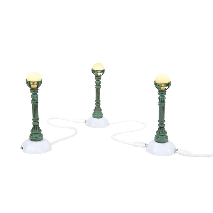 Department 56 Cross Product Accessory: Copper Lamp Post, Set of 3 sparkle-castle