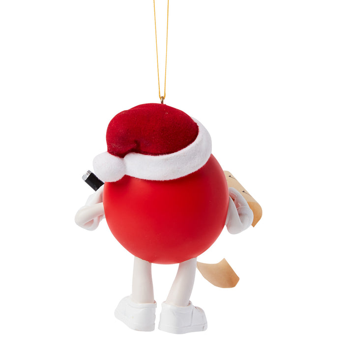 Studio Brands: Red M&M Checking His List Hanging Ornament sparkle-castle