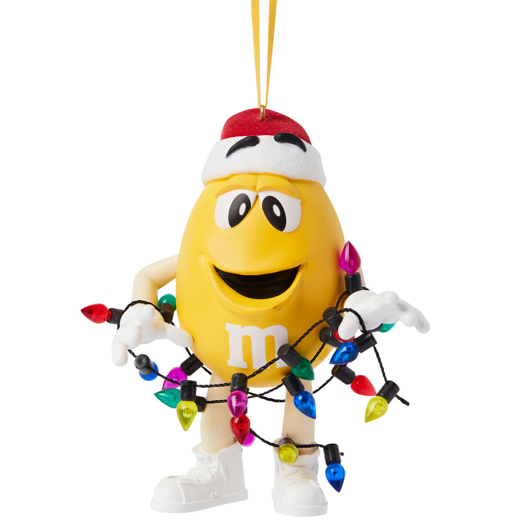 Studio Brands: Yellow M&M Stringing Up The Lights Hanging Ornament sparkle-castle
