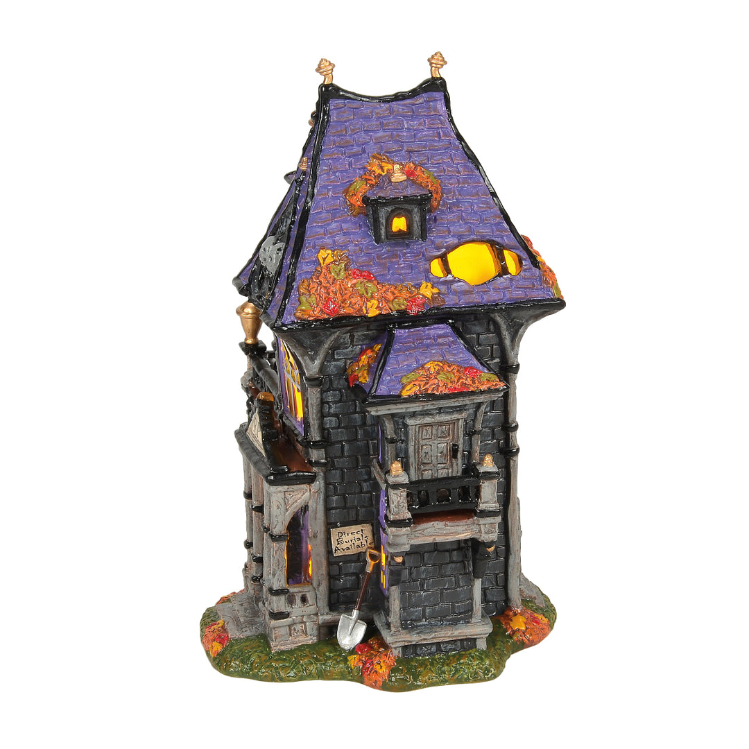 Department 56 Snow Village Halloween: Puckett's Funerarium sparkle-castle