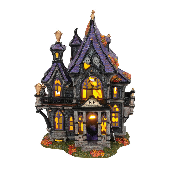 Department 56 Snow Village Halloween: Puckett's Funerarium sparkle-castle