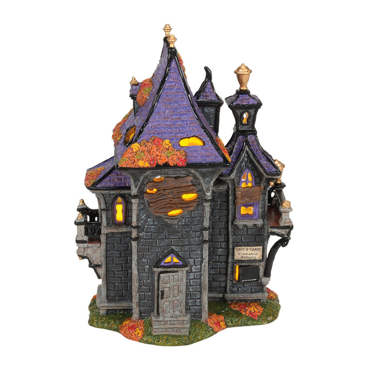 Department 56 Snow Village Halloween: Puckett's Funerarium sparkle-castle