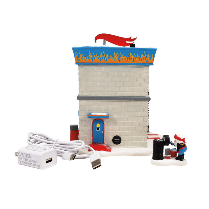 Department 56 North Pole Series: Hot Wheels Detail Center, Set of 2 sparkle-castle