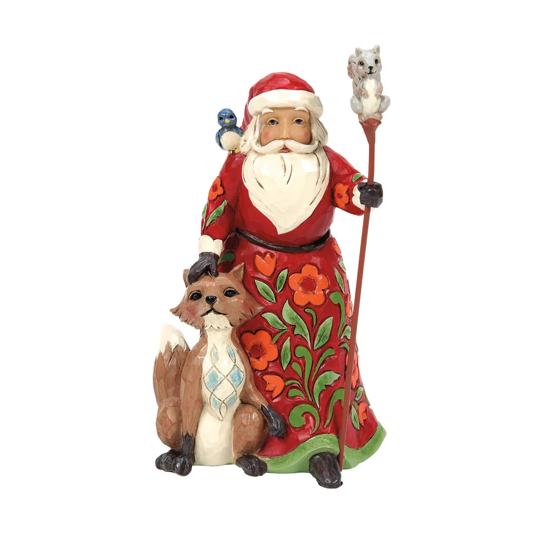 Jim Shore Heartwood Creek: Santa with Fox Figurine sparkle-castle