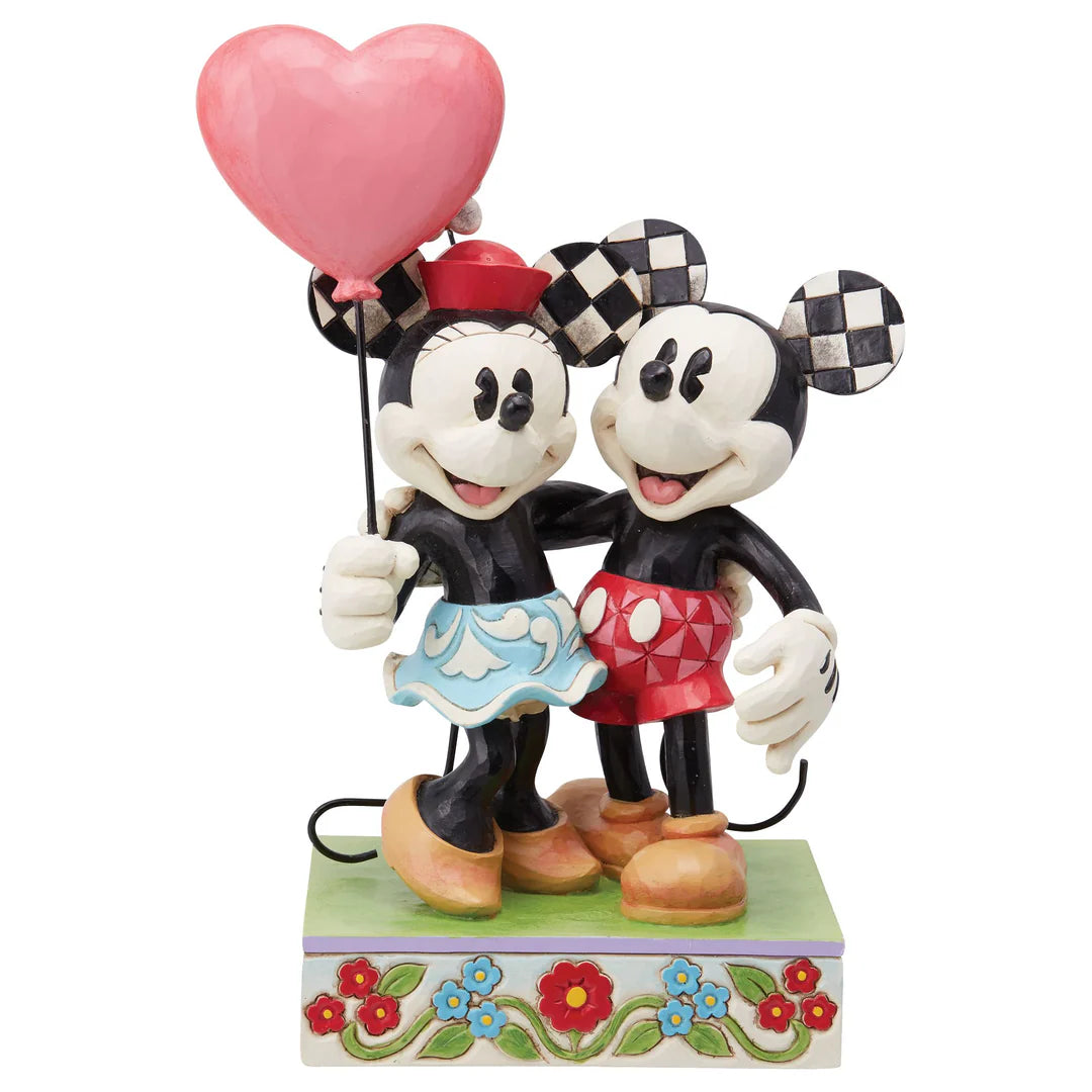 Jim Shore Disney Traditions: Mickey & Minnie Heart Balloon Figurine sparkle-castle