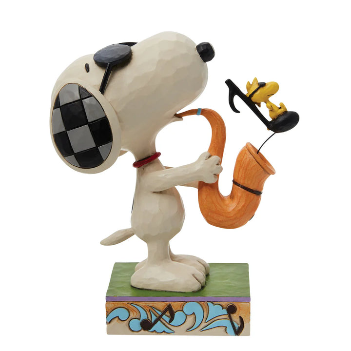 Jim Shore Peanuts: Joe Cool Playing Sax Figurine sparkle-castle