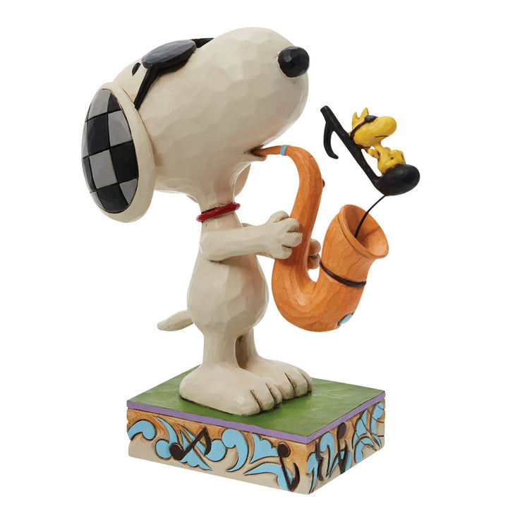 Jim Shore Peanuts: Joe Cool Playing Sax Figurine sparkle-castle