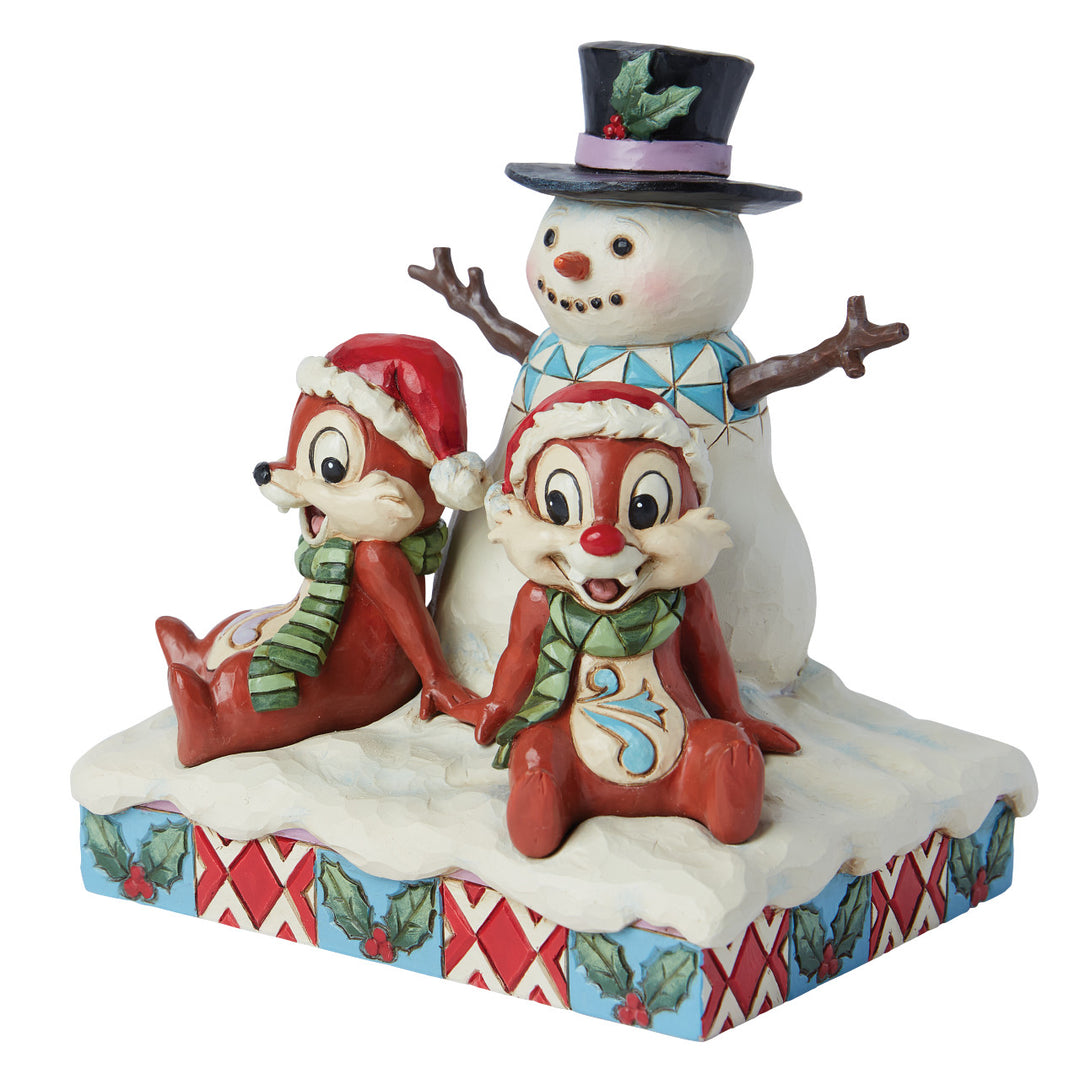 Jim Shore Disney Traditions: Chip & Dale With Snowman Figurine sparkle-castle
