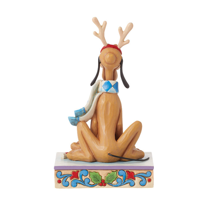 Jim Shore Disney Traditions: Christmas Pluto Personality Pose Figurine sparkle-castle