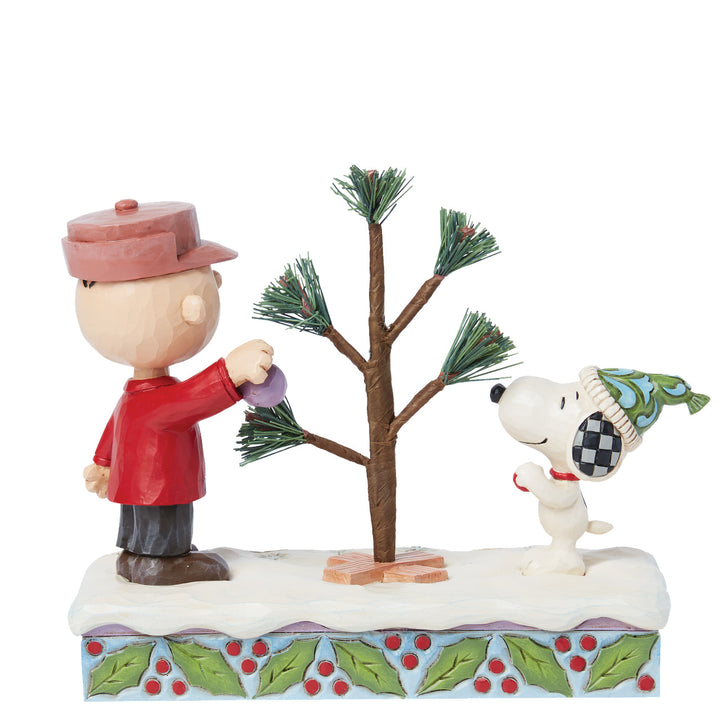 Jim Shore Peanuts: Charlie Brown & Snoopy With Christmas Tree Figurine sparkle-castle
