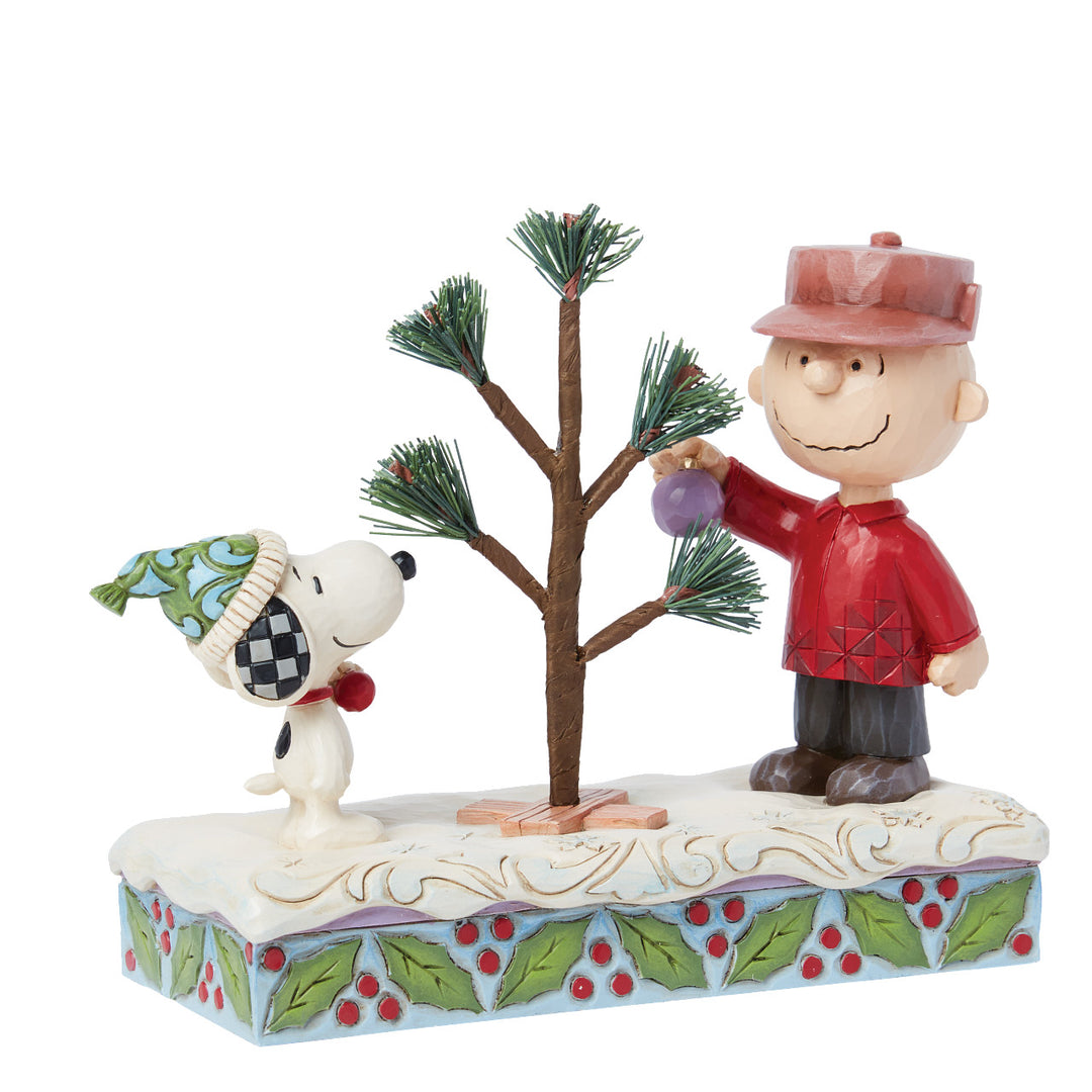 Jim Shore Peanuts: Charlie Brown & Snoopy With Christmas Tree Figurine sparkle-castle