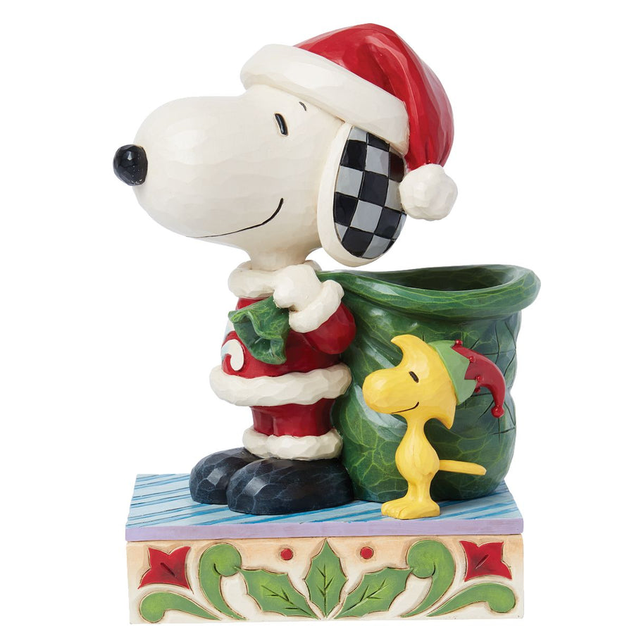 Jim Shore Peanuts: Santa Snoopy & Woodstock As Elf Figurine sparkle-castle