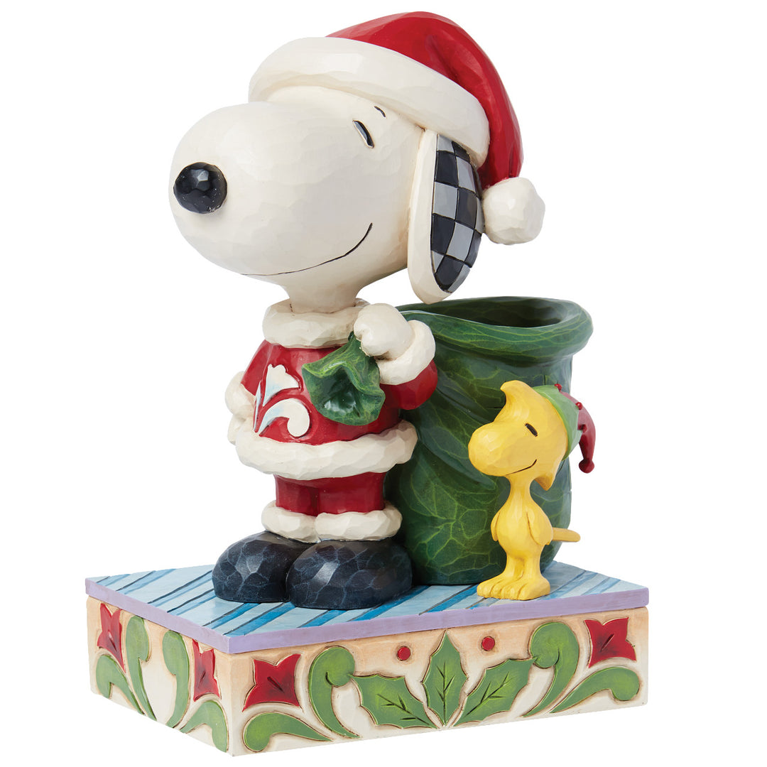 Jim Shore Peanuts: Santa Snoopy & Woodstock As Elf Figurine sparkle-castle