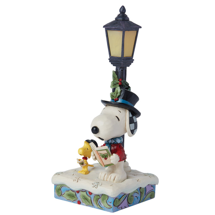 Jim Shore Peanuts: Snoopy & Woodstock Caroling By Lamp Post Figurine sparkle-castle