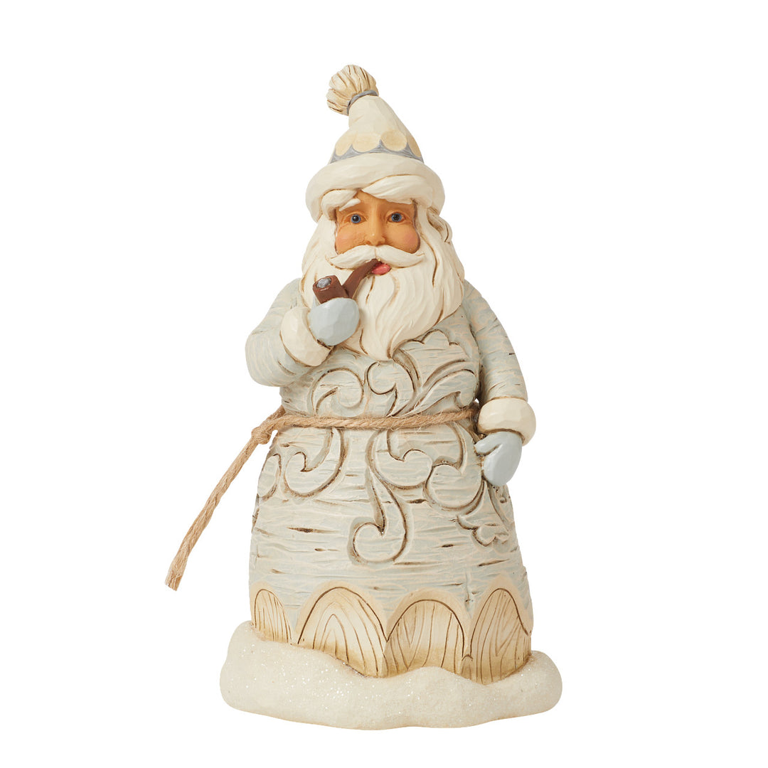 Jim Shore Heartwood Creek: White Woodland Santa With Pipe Figurine sparkle-castle