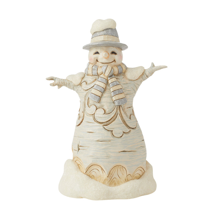 Jim Shore Heartwood Creek: White Woodland Snowman In Top Hat Figurine sparkle-castle