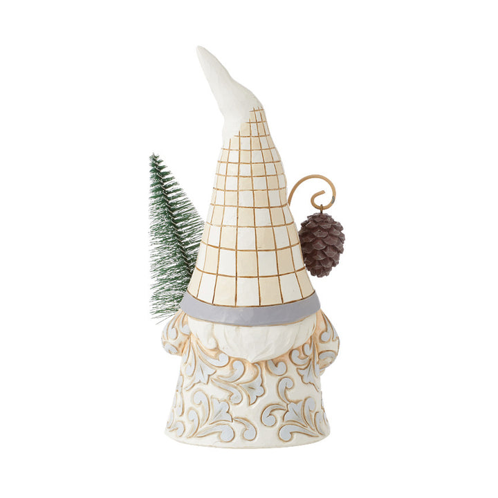 Jim Shore Heartwood Creek: White Woodland Gnome With Sisal Tree Figurine sparkle-castle