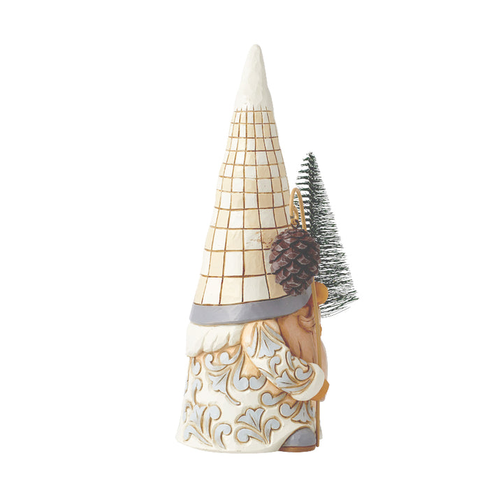 Jim Shore Heartwood Creek: White Woodland Gnome With Sisal Tree Figurine sparkle-castle