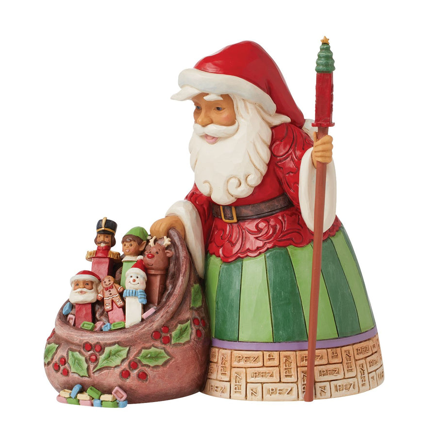 Jim Shore PEZ: Santa Holding Gift Bag Filled With PEZ Figurine sparkle-castle