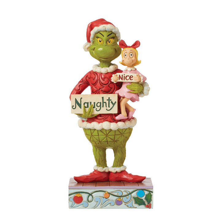 Jim Shore The Grinch: Grinch And Cindy Lou Holding Naughty/Nice Signs Figurine sparkle-castle