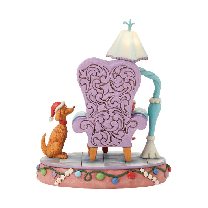Jim Shore The Grinch: Grinch In Large Chair With Light-Up Lamp Figurine sparkle-castle