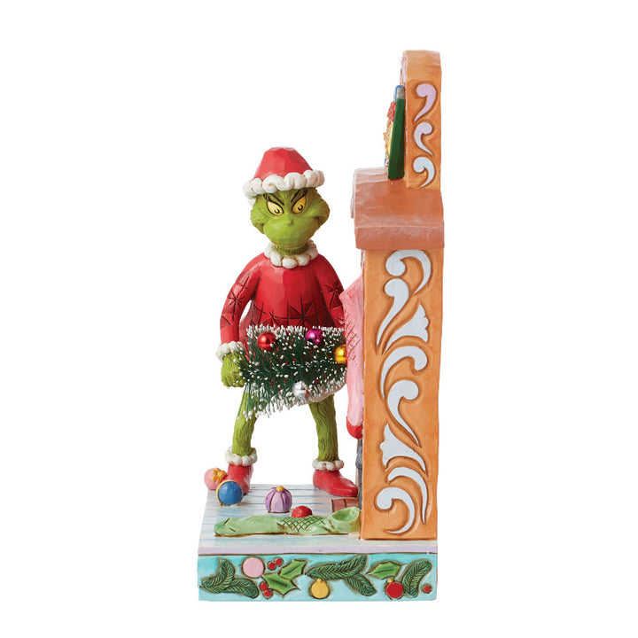Jim Shore The Grinch: Grinch Stuffing Christmas Tree Up Fireplace Figurine sparkle-castle