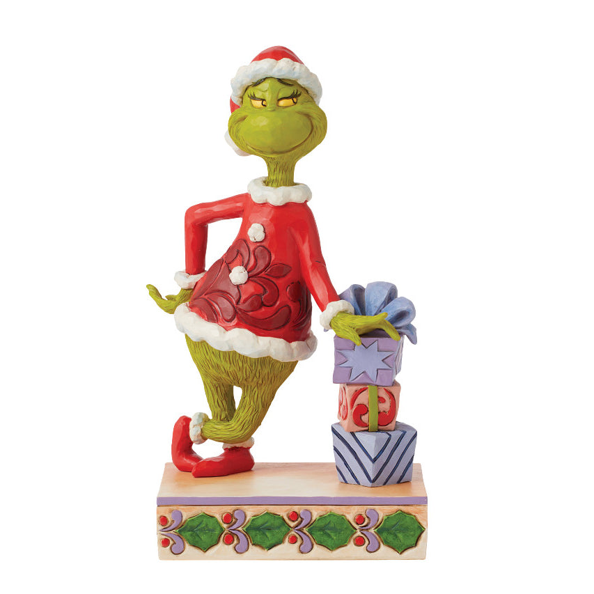 Jim Shore The Grinch: Grinch Leaning On Presents Figurine sparkle-castle